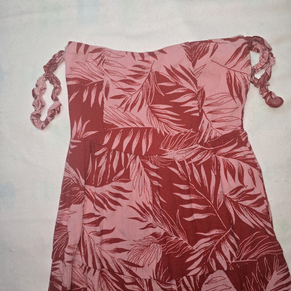 Amuse Society Red and Pink Tropical Strapless Maxi Dress - Picture 2 of 7